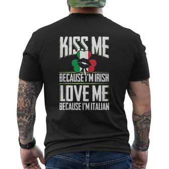 Kiss Me Im Irish Love Me Im Italian St Patricks Proud Irish Mens Back Print T-shirt - Thegiftio UK