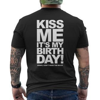 Kiss Me It's My Birthday Men's T-shirt Back Print - Monsterry