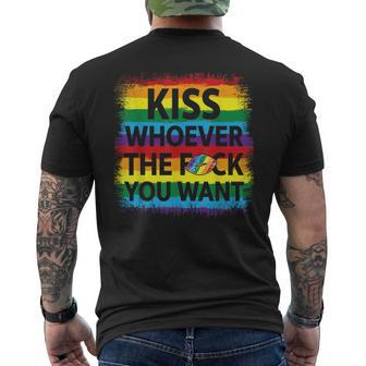 Kiss Whoever The F Fuck You Want Gay Lesbian Men's T-shirt Back Print - Monsterry