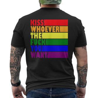 Kiss Whoever The F Fuck You Want Lesbian Gay Lgbt Pride Men's T-shirt Back Print - Monsterry