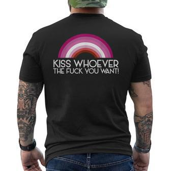 Kiss Whoever The F You Want Lesbian Lgbtq Cool Lgbt Men's T-shirt Back Print - Monsterry