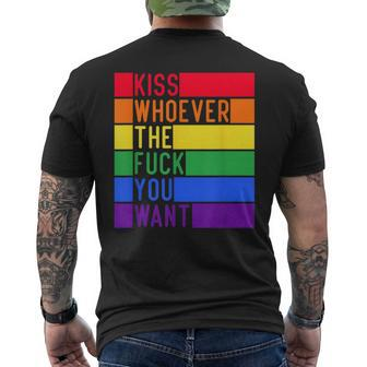 Kiss Whoever The F You Want Lgbt Gay Lesbian Awareness Men's T-shirt Back Print - Monsterry