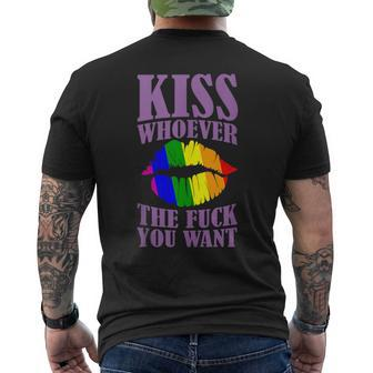 Kiss Whoever The F You Want Lgbt Pride Month Lgbtq Rainbow Men's T-shirt Back Print - Monsterry