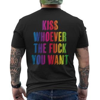 Kiss Whoever The Fuck You Want F Gay Pride Lgbt Men's T-shirt Back Print - Monsterry