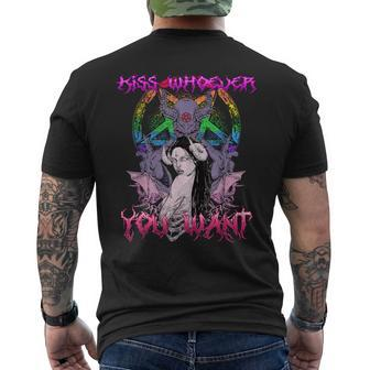 Kiss Whoever You Want I Satanic Lgbt Baphomet I Gay Pride Men's T-shirt Back Print - Monsterry UK