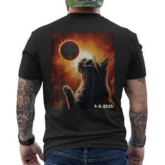 Kitten Cat Wearing Glasses Retro Solar Eclipse April 8 2024 Men's T-shirt Back Print | Mazezy