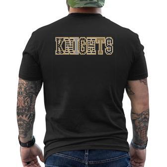 Knights Mascot Word Gold Black White Men's T-shirt Back Print - Monsterry