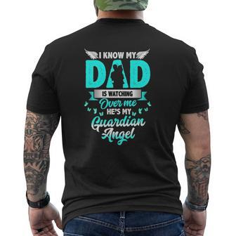 I Know My Dad Is Watching Over Me He's My Guardian Angel Mens Back Print T-shirt | Mazezy