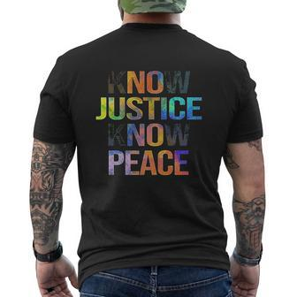 Know Justice Know Peace Mens Back Print T-shirt - Thegiftio UK