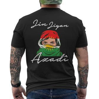 Kurdistan Flag Kurdish Jin Jiyan Azadi Black T-Shirt mit Rückendruck - Seseable