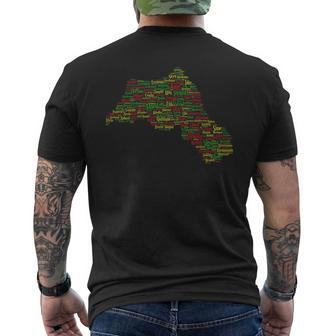 Kurdistan Map With Names Of Kurdish Cities Men's T-shirt Back Print - Seseable