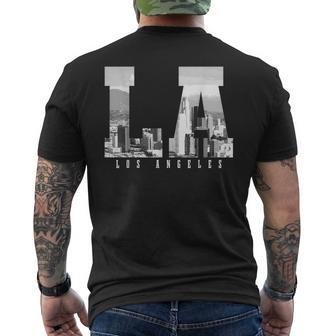 La Los Angeles California Skyline Usa Vintage Souvenir Black T-Shirt mit Rückendruck - Seseable