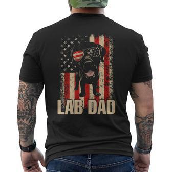 Lab Dad Labrador Retriever Dog American Flag Men's T-shirt Back Print | Mazezy