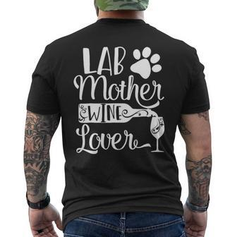 Lab Mother Wine Lover Cute Dog Mom Men's T-shirt Back Print | Mazezy