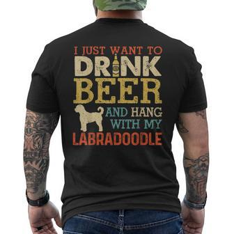 Labradoodle Dad Drink Beer Hang With Dog Vintage Men's T-shirt Back Print - Monsterry