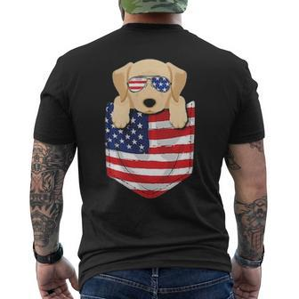 Labrador Dog Peeking Pocke Patriotic Father Men Men's T-shirt Back Print | Mazezy