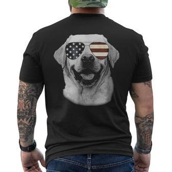 Labrador Dog With Usa Flag Sunglasses Men's T-shirt Back Print | Mazezy
