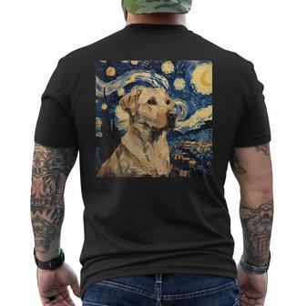 Labrador Retriever Dog Van Gogh Style Starry Night Men's T-shirt Back Print - Seseable