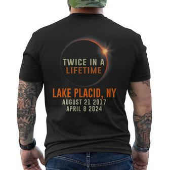 Lake Placid New York Total Eclipse 2024 Twice In A Lifetime Men's T-shirt Back Print - Thegiftio UK