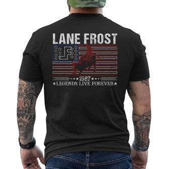 Lane Frost Legends Live Together Rodeo Lover Us Flag 1987 Men's T-shirt Back Print - Monsterry CA