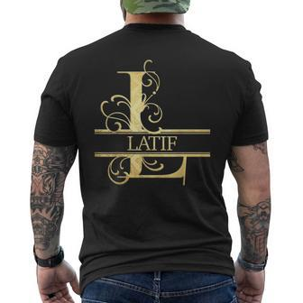 Latif Kurzärmliges Herren-T-Kurzärmliges Herren-T-Shirt mit Goldenem Ornament-Design, Personalisiert - Seseable