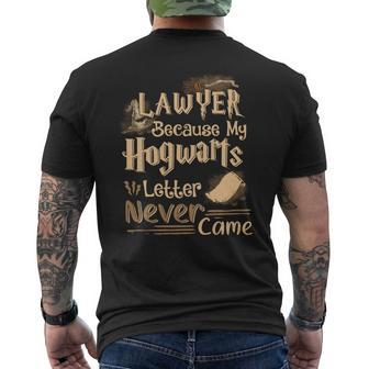 Law101 Lawyer Because My Hogwarts Letter Never Came Mens Back Print T-shirt - Thegiftio UK