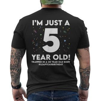 Leap Year Birthday 5Th Birthday Party 20 Years Old Birthday Men's T-shirt Back Print - Thegiftio UK