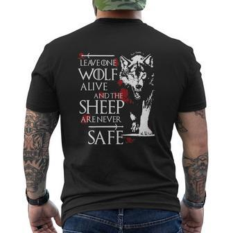 Leave One Wolf Alive And The Sheep Are Never Safe T-Shirt Mens Back Print T-shirt - Thegiftio UK