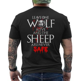 Leavee Wolf Alive And The Sheep Are Never Safe Men's T-shirt Back Print | Mazezy