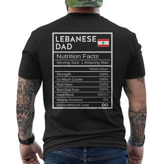 Lebanese Dad Nutrition Facts National Pride For Dad Men's T-shirt Back Print - Monsterry