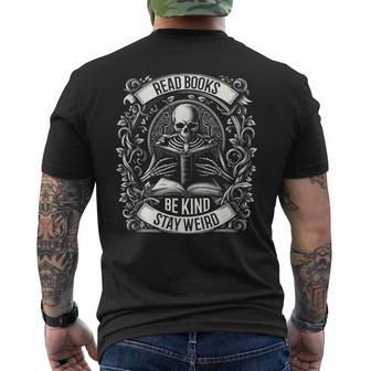 Lee Libros Sé Amable Quédate Raro Esqueleto Amante De Los Libros Camiseta Hombre Estampado Espalda - Regaloses