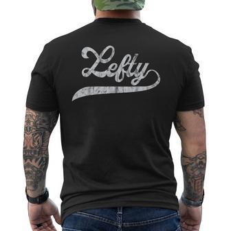 Lefty Left Handed Pride Southpaw Softball Script Men's T-shirt Back Print - Monsterry UK
