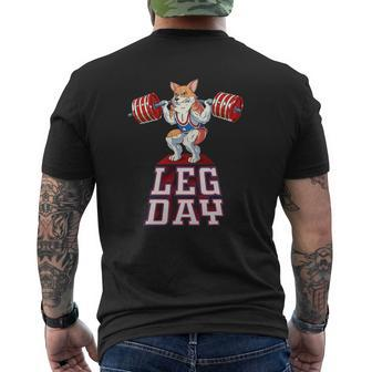 Leg Day Corgi Weight Lifting Squat Gym Mens Back Print T-shirt | Mazezy