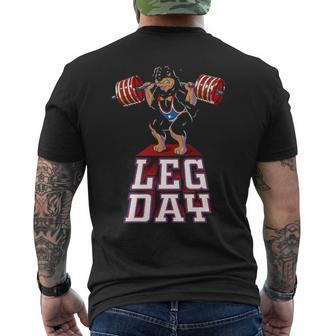 Leg Day Rottweiler Weight Lifting Squat Gym Men's T-shirt Back Print | Mazezy