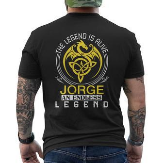 The Legend Is Alive Jorge Family Name Mens Back Print T-shirt - Seseable