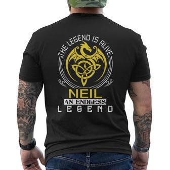 The Legend Is Alive Neil Family Name Mens Back Print T-shirt - Seseable