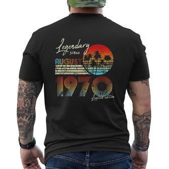 Legendary Since Bday August 1970 Vintage Mens Back Print T-shirt - Seseable