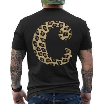 Leopard Cheetah Print Letter C Initial Rustic Monogram Men's T-shirt Back Print - Monsterry DE