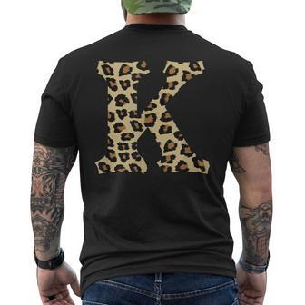 Leopard Cheetah Print Letter K Initial Rustic Monogram Men's T-shirt Back Print - Monsterry CA
