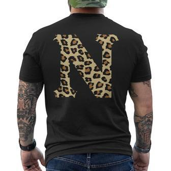 Leopard Cheetah Print Letter N Initial Rustic Monogram Men's T-shirt Back Print - Monsterry DE