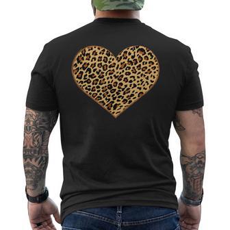 Leopard Print Heart Valentines Day Cheetah Men's T-shirt Back Print - Monsterry AU