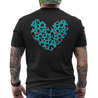 Leopard Pattern Heart Pink & Blue Cheetah Print Men's T-shirt Back Print - Monsterry UK