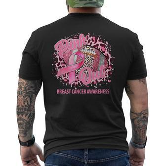 Leopard Pink Out Football Tackle Breast Cancer Awareness Mens Back Print T-shirt - Thegiftio