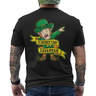 Leprechaun Dabbing Happy Saint Patrick's Day In Savannah Men's T-shirt Back Print - Thegiftio