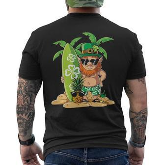 Leprechaun Hawaiian Surfing St Patricks Day Hawaii Men's T-shirt Back Print | Mazezy