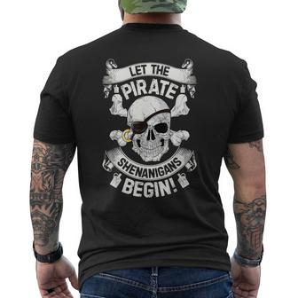 Let The Pirate Shenanigans Begin Jolly Roger Pirate Skull Men's T-shirt Back Print - Thegiftio UK