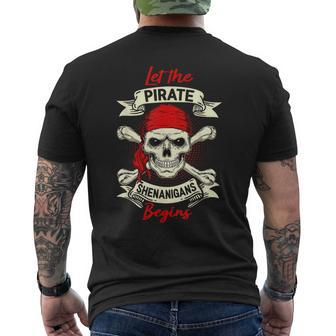 Let The Pirate Shenanigans Begin Pirate Skull Men's T-shirt Back Print - Monsterry