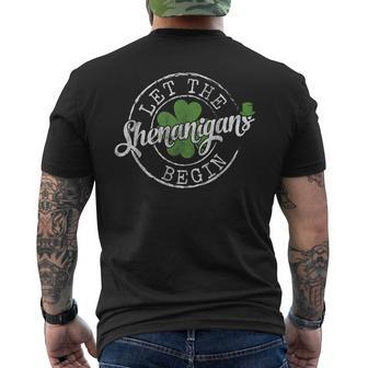 Let The Shenanigans Begin Clovers St Patrick's Day Men's T-shirt Back Print | Mazezy AU