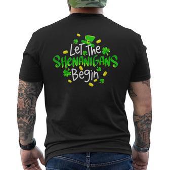 Let The Shenanigans Begin St Patrick's Day Men's T-shirt Back Print - Monsterry UK