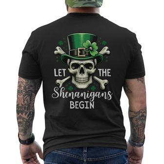 Let The Shenanigans Begin Skeleton St Patrick Day Skull Men's T-shirt Back Print - Seseable